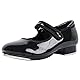 flexdans Steppschuhe für Mädchen Jungen Lackleder Mary Jane Klettverschluss Stepptanzschuhe für Kinder F002 Black 33