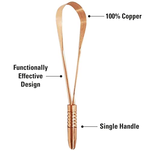Image of Pure Copper Tongue Cleaner Ant Bacterial Scraper Cleaner Scrapper Antimicrobial Oral Tongue Scrapper for Men and Women - Pack of 1