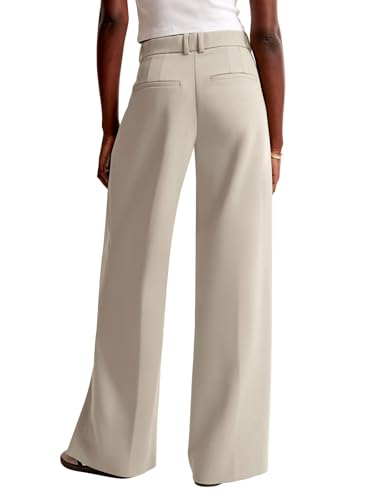 Image of NIMIN Women Wide Leg Pants High Waisted Dressy Work Office Trousers Business Casual Palazzo Pants 2026 Fashion Outfits with Pockets Apricot XX-Large
