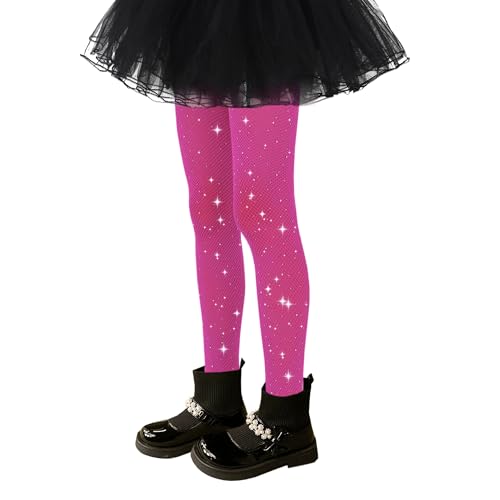 Image of Girls Sparkle Fishnet Tights Glitter Tights for Kids Toddler Rhinestone Stockings Halloween Star Pantyhose