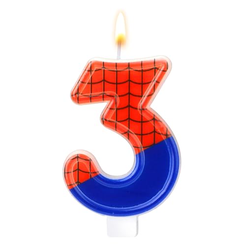 Velas de Cumpleaños con Temática de Araña, Vela con Número de Cuadrícula Vela para Decoración de Tartas para Fiesta de Cumpleaños de Niño Suministros para Fiesta de Halloween (3)