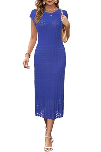 Image of Newshows Women's Hollow Slim Summer Fall Church Work Casual Sweater Dress