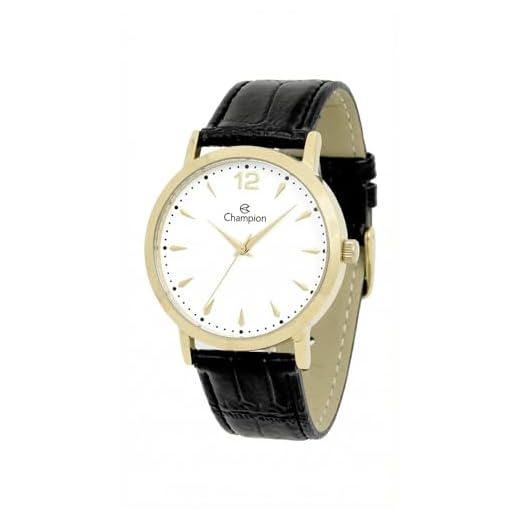 Relógio Champion Masculino Aço Inoxidável Dourado Pulseira em Couro Preto com texturas Resistente a Água Original CH22715M