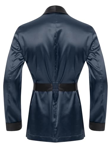 Moily Men's Stain Smoking Jacket Robe with Belt Lightweight Dinner Jacket Cigar Jacket Host Wear Blazer4