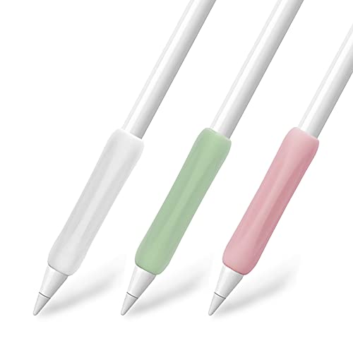 KELIFANG [3 Pack] Silicone Grip Holder Protective Sleeve Cover Case Accessories Compatible with Apple Pencil 1st and 2nd Generation (Pink, White, Green)