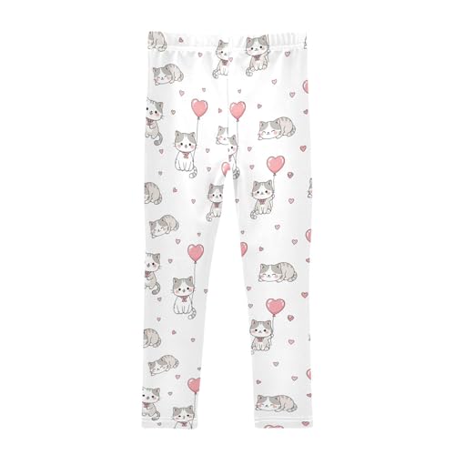 Girls Leggings Size 4T Cats Heart Balloon Soft Stretchy Pants Breathable Girl Clothes for Workout School2