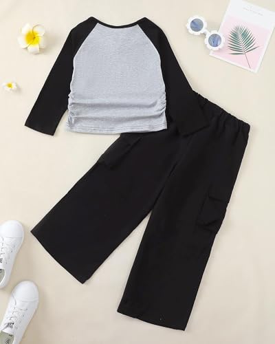 Image of Kucnuzki Toddler Baby Girl Clothes Long sleeve Fall Winter Shirt Tops Baggy Jeans Pants Set Kids Girls Outfits 2 Piece