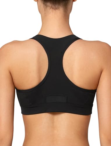 Image of Yvette Racerback Sports Bras for Women High Impact Front Zip Supportive Wireless Workout Bra
