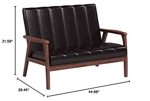 Baxton Studio Nikko 2-Seater Sofa, 29.45Lx44.66Wx31.59H, Dark Brown #TOP5