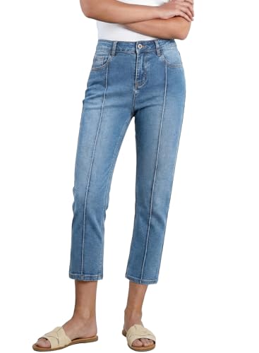 Sidefeel Women's Low Rise Jeans Stretchy Skinny Petite Jeggings Capri Denim Pants Size 10 Light Blue