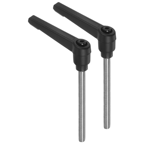 Image of uxcell 2pcs Clamping Lever Handles, M6 x 80mm 304 Stainless Steel Threaded Male Stud, Adjustable Handles Locking Quick Release Ratchet Push Button Bolt Knobs, Black