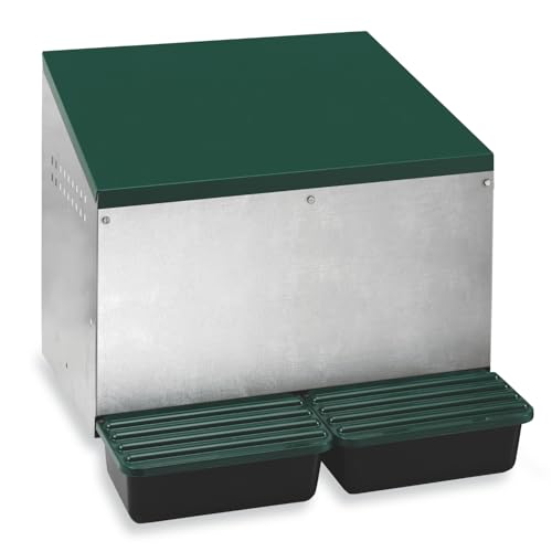 Agrarzone Pondoir d'extérieur à œufs 2 Compartiments - Montage à l'extérieur du poulailler - Nids pour Poules Nids à Rouleau pour Grandes Poules