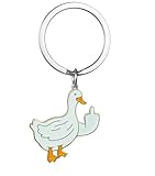 Cute Duck Keychain Funny Gifts for Women Men Cute Keychains for Women Cool Duck Stuff Car Keyrings Friendship Gift (White)