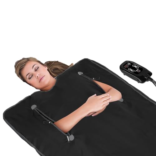 Manta de sauna infrarroja para uso doméstico, diseño portátil para relajación y desintoxicación (negro)