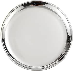 トレイステンレス 丸型 シルバー お盆 丸盆 お盆 カフェトレー 金属 食器 小物置き 定食盆 トレイ サービストレー 収納 滑り止め お膳 ランチョン カフェキッチン 用品 家庭用 業務用 接客用 (シルバー02,30cm)