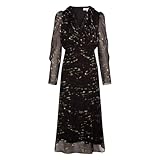 Polyester recyclé 100% Morgan - Robe Longue Noire mouchetée pourvue d\'un col Cache-Coeur et de Manches Longues - Taille Numeric_44