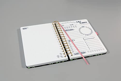 SIGEL JP200 Jolie Agenda sobremesa diaria sin fecha - Flower Love - 120 g/m² - 16,8 x 21,5 cm - hardcover - 240 páginas - negro, verde, rosa - imagen 3