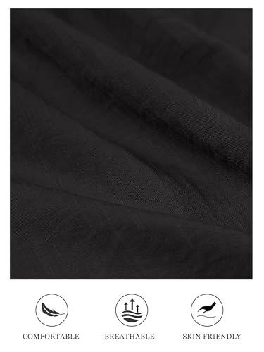 Image of Loemes Womens Casual Work Drop Waist Sunresses Business V Neck Midi Ruffle Sleeve Solid Color Flowy Summer Dress with Pockets