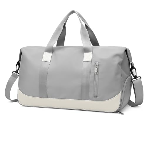 Bolsa De Mão Mala Viagem Academia Feminina Masculina Super Grande, Compartimentos Com Zíper, Espaço Para Tênis Ou Roupas Sujas Alça Removível Modelo Transversal Bordo Poliéster (Cinza Elegante)