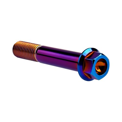 Image of Titanium Bolt M12 30 35 40 45 50 55 60 65 70 75 80 85 90mm Hex Small Flange Head for Motorcycle Car Modification Pack of 4 (M12x75mm Pitch 1.25, Burnt Blue)