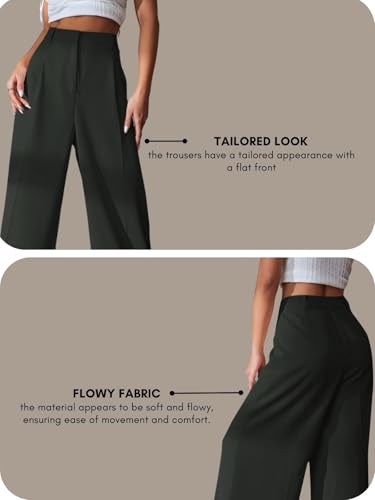 Image of GRECIILOOKS Women High Rise High Waist Trousers Flared Korean Style Formal Pants| Elegant Workwear for Office, College & Events (Available in Plus Size)
