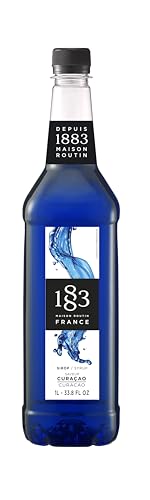 1883 Maison Routin Premium Blue Curacao Flavoured Syrup for Home Cocktail Making, Mocktails & Desserts - Vegan-Friendly, Allergen-Free, Preservative Free - 1L PET Bottle