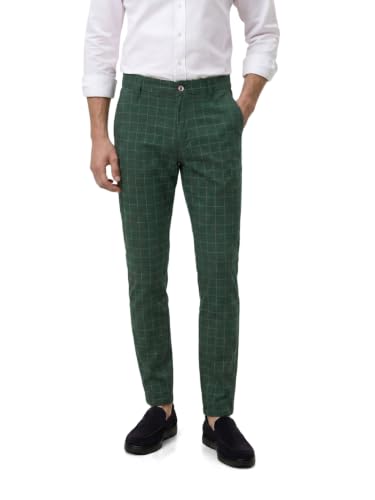 Image of The Indian Garage Co Men Slim Fit Checked Mid-Rise Stretchable Chinos