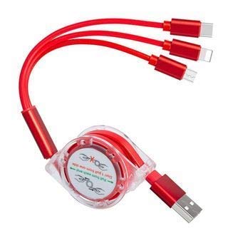 Gilary Usb Data Sync 3 In 1 Type-C Charging Cable For Tablet, Smartphone (Random Color), Multicolor