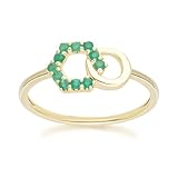 Geometric Hexagon and Round Linked with Prong Set Emerald Ring in 9ct Yellow Gold Size: N