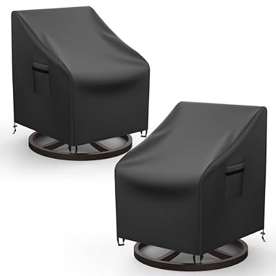 Mrrihand Outdoor Swivel Lounge Chair Cover Waterproof, 2 Pack Heavy Duty Patio Rocking Chair Covers for Outdoor Furniture, 33" W×37" D×38.5" H, Black