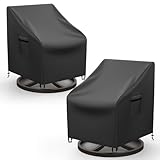 Mrrihand Outdoor Swivel Lounge Chair Cover Waterproof, 2 Pack Heavy Duty Patio Rocking Chair Covers for Outdoor Furniture, 33' W×37' D×38.5' H, Black