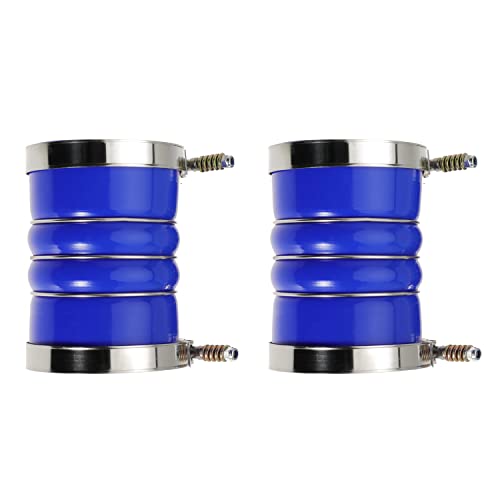 Image of Silicone Charge Air Cooler Hump Hose Boot Set 4 inch X 6 inch 4 inch with T Bolt Clamp Blue (Pack of 2)