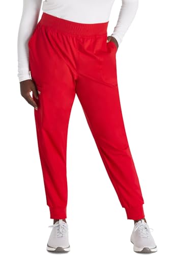 Cherokee Women's Scrub Jogger Pants Modern Classic Fit Mid Rise Bottom with 5 Pockets, Elastic Knit Waistband - WW115