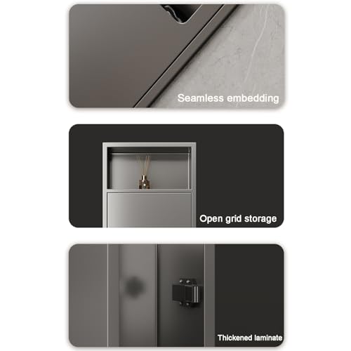 Mueble de baño empotrado negro con papelera integrada STO Solut 4