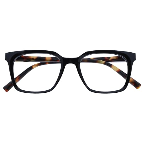 OPULIZE KOI Gafas de Lectura - Elegante Marco Rectangular Ancho - Visión Óptima - Negro - Hombre Mujer - Bisagras de Muelle - R50-1 - +3.50