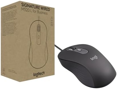 Logitech Signature Wired M520 for Business, Optical Wired Mouse, USB-C Plug-and-Play, Windows/Mac/Chrome/PC/laptops - Graphite