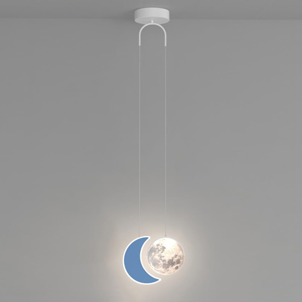 Moderno Lampada a Sospensione Lampada A Forma di Luna Stampata In 3D per Cameretta Dei Bambini con Sfera di Latte Stella E Nuvola Lampadario Led Dimmerabili per Cameretta Dei Bambini