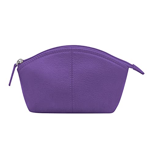 Image of ili New York Genuine Leather RFID Blocking Cosmetic Makeup Pouch - Purple