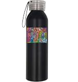 Trippy Transcendental Magic Shroom Art Light Weight Outdoor Sport Bottiglia d'acqua Tappo a vite con striscia nera