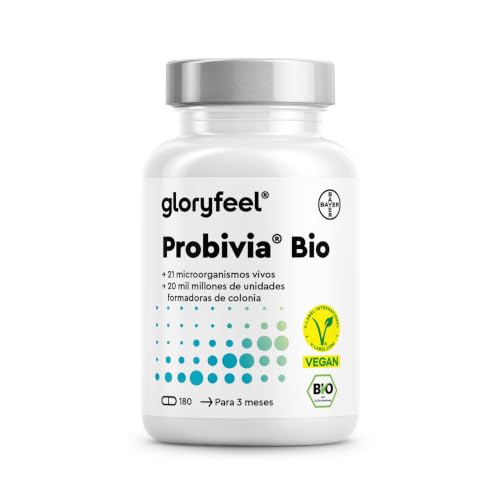 Bio Probióticos y Prebióticos Intestinales - 21 cepas bacterianas +Inulina | 20 mil millones de UFC, - Lactobacillus y Bifidobacterium - 180 Cápsulas, probado en laboratorio