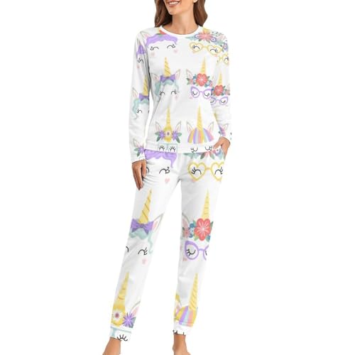 Pyjama licorne femme ensemble de nuit anti-froid pour dormir au chaud