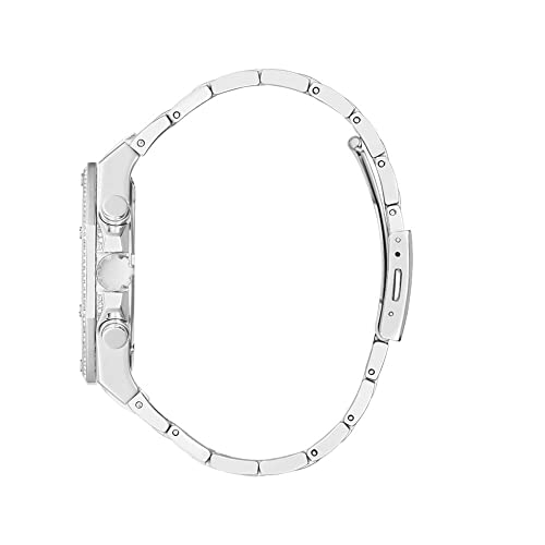 Image of GUESS Momentum Analog Watch for man with Silver Round Dial & Silver Stainless Steel Bracelet Band Water Resistant Men's Wrist Watches - GW0419G1