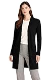 State Cashmere Women's 100% Pure Cashmere Open Front Long Cardigan, Black, Medium