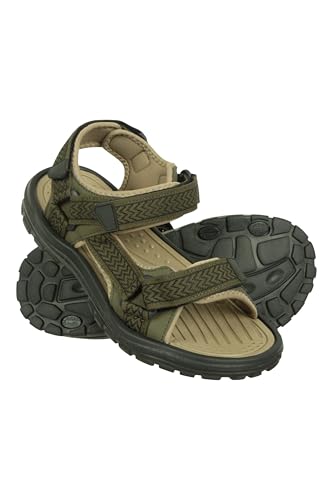 Mountain Warehouse Crete Mens Sandals - Durable & Sturdy Grip Cushioned Footbed Neoprene Lined Hook & Loop Straps Beach Shoes - Spring Summer Travel Walking Khaki Adult Shoe Size 8