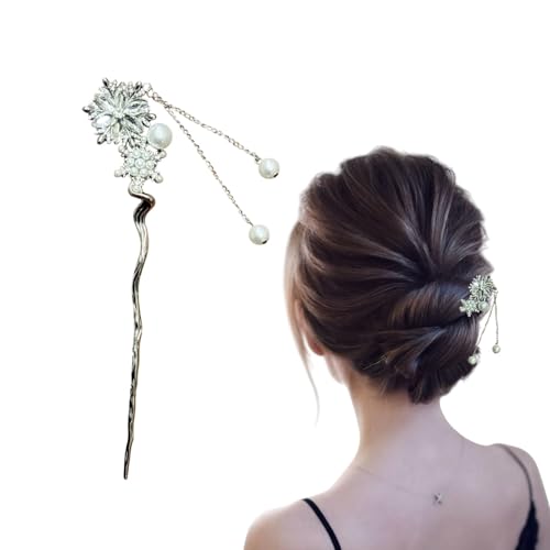 Image of INHEAVEN Metal Hair Sticks for girl Vintage Hair Chopsticks for Women Minimalism Irregular Curve Hair Sticks for Buns Chinese Hair fork for Women (stick 05)