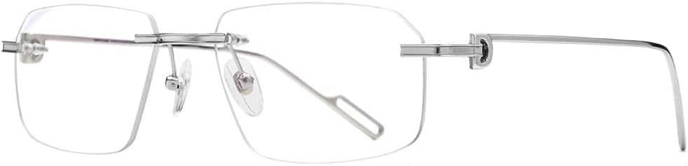 HEPIDEM Vintage Style Rimless Rectangular Metal Eyeglasses for Men,New Frameless Square Optical Glasses Frame