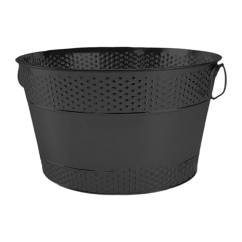 LOVIVER Soporte de bañera de hierro galvanizado con cubo de hielo con mango de transporte recipiente de contenedor de metal de almacenamiento de bebidas para, Negro