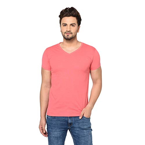 Image of Men's Cotton Blend Half Sleeve V Neck Tshirt