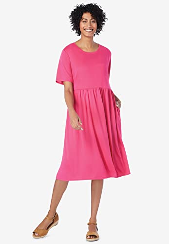 Woman Within Women's Plus Size Empire Waist Tee Dress - 14/16, Navy Blue #TOP5