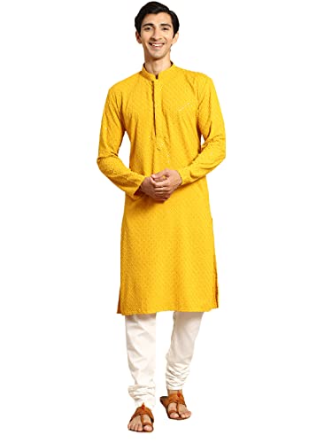 Image of Rajubhai Hargovindas Men Chikankari and Sequin Work Kurta